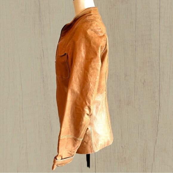 Vintage leather jacket fitted camel colour - Picture 3 of 13